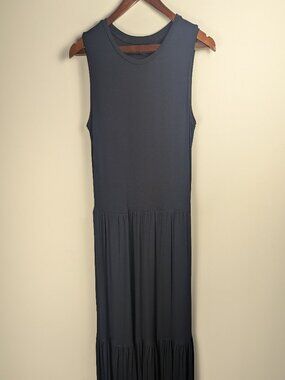Saint + Sofia Navy Tiered Maxi Dress | Sustainable Birla Viscose | US 4